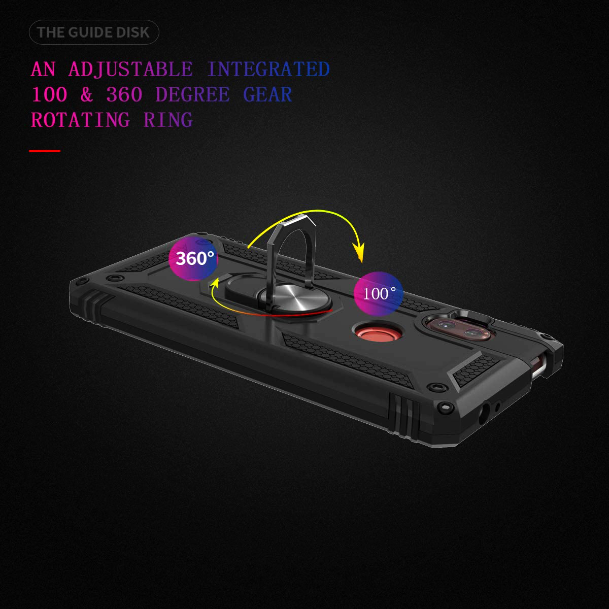 Protectores para celular  para Motorola  One Hyper Funda reforzada con anillo v2 Negro